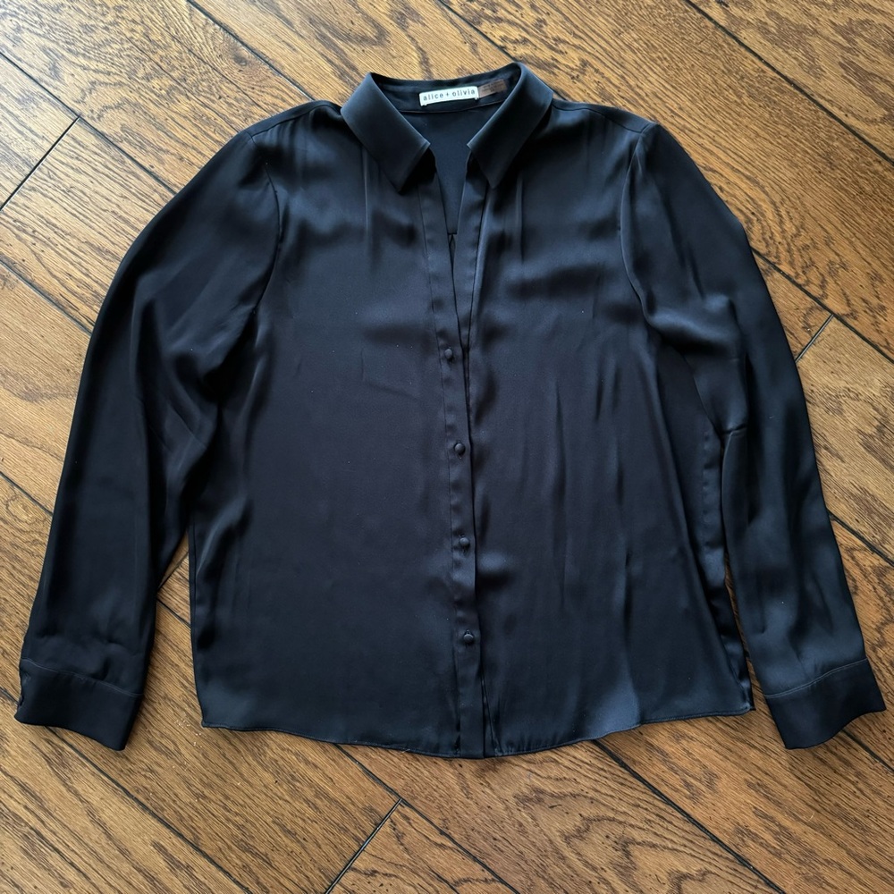 Alice + Olivia Black Silk Blouse size SP - Picture 2 of 6